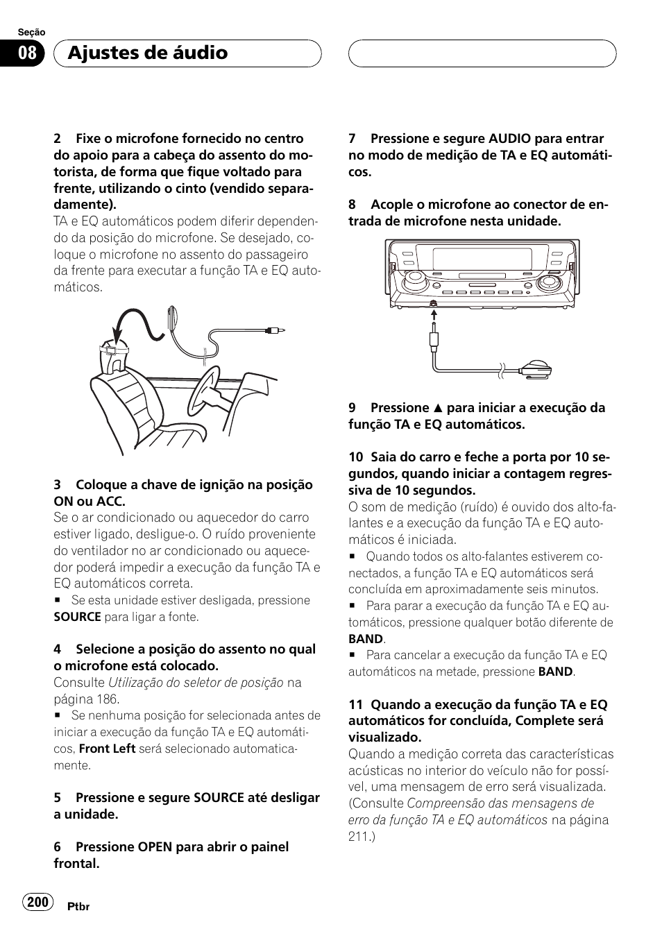 Ajustes de áudio | Pioneer DEH-P9650MP User Manual | Page 200 / 221