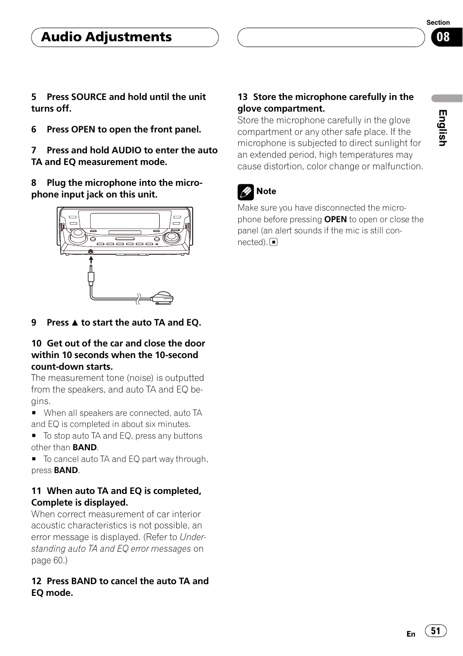 Audio adjustments | Pioneer DEH-P9650MP User Manual | Page 51 / 221