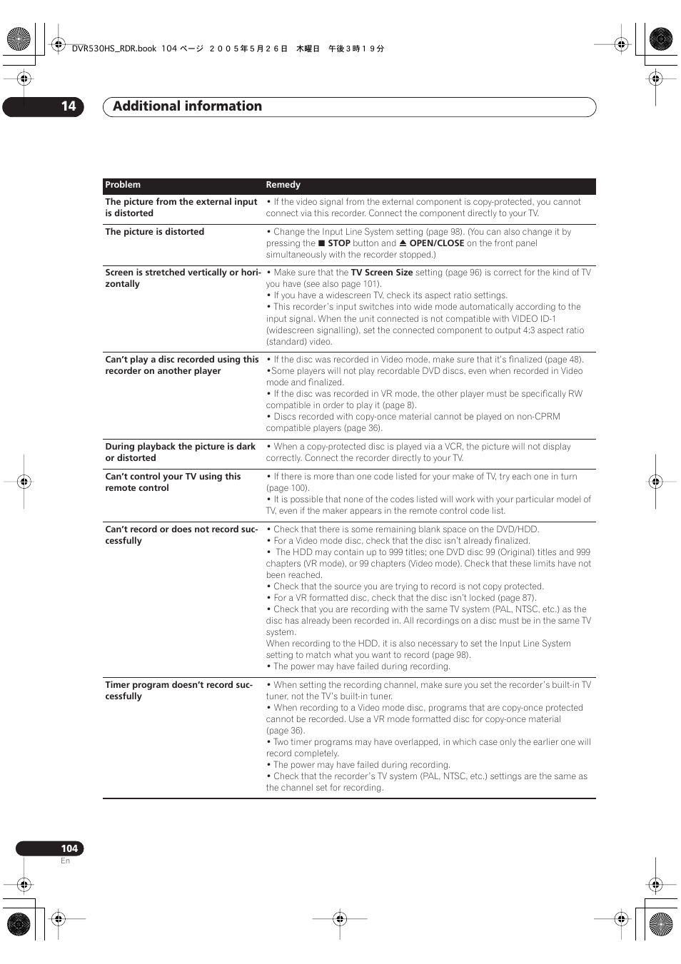 Additional information 14 | Pioneer DVR-530H-S User Manual | Page 104 / 119