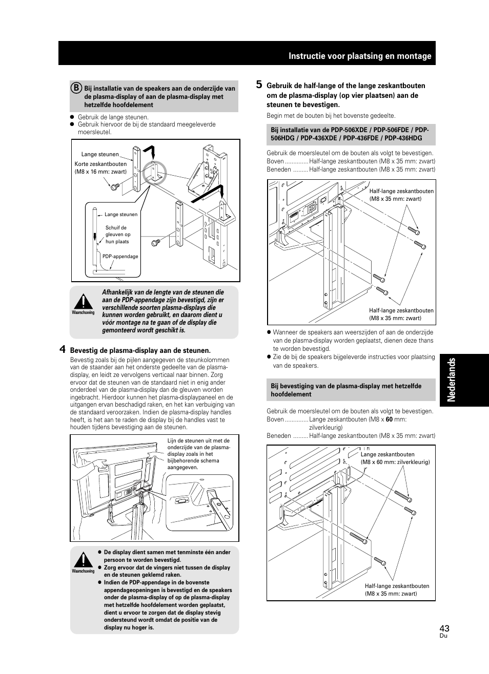 Nederlands 4, Instructie voor plaatsing en montage | Pioneer PDK-FS05 User Manual | Page 43 / 63