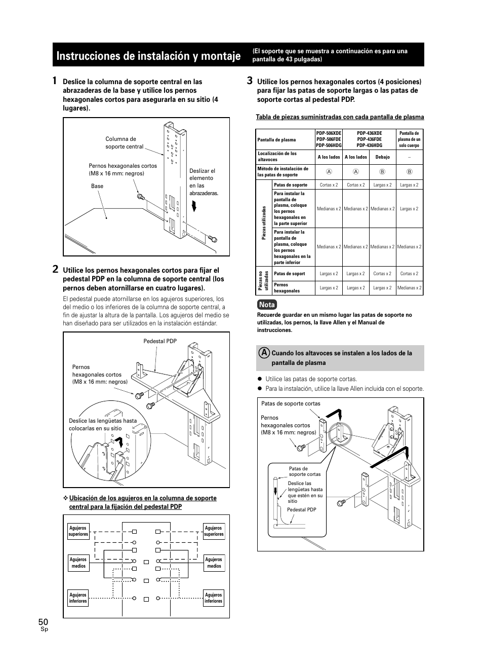 Instrucciones de instalación y montaje | Pioneer PDK-FS05 User Manual | Page 50 / 63