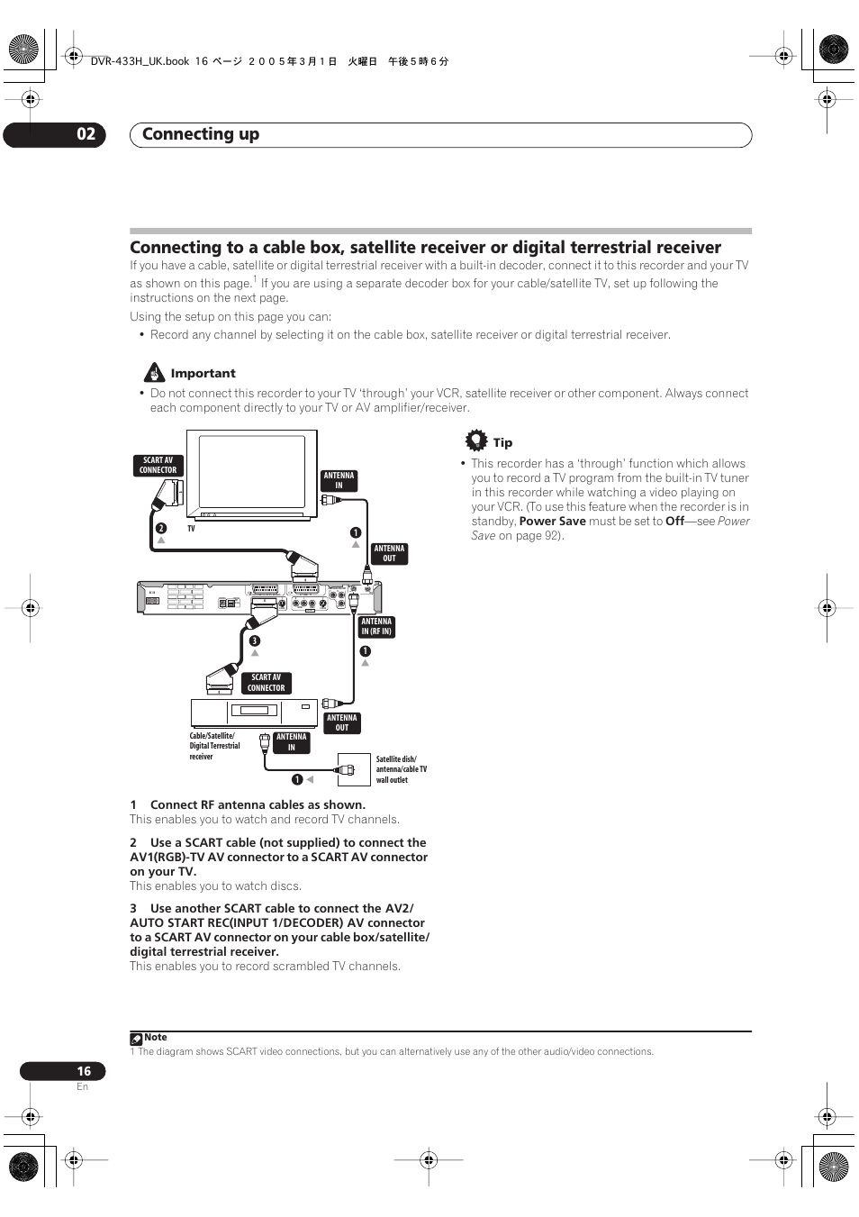 Connecting up 02 | Pioneer DVR-433H-K User Manual | Page 16 / 119