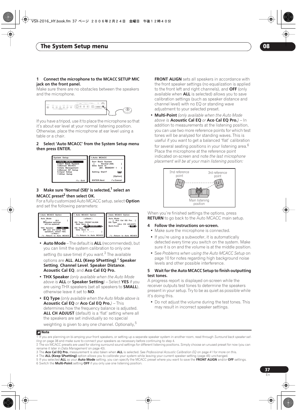 The system setup menu 08 | Pioneer VSX-2016AV User Manual | Page 37 / 79