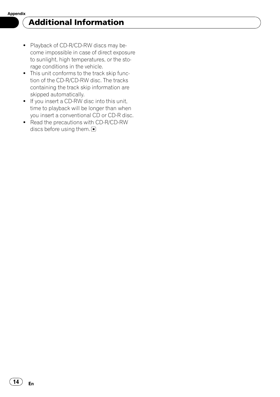 Additional information | Pioneer DEH-17 User Manual | Page 14 / 44
