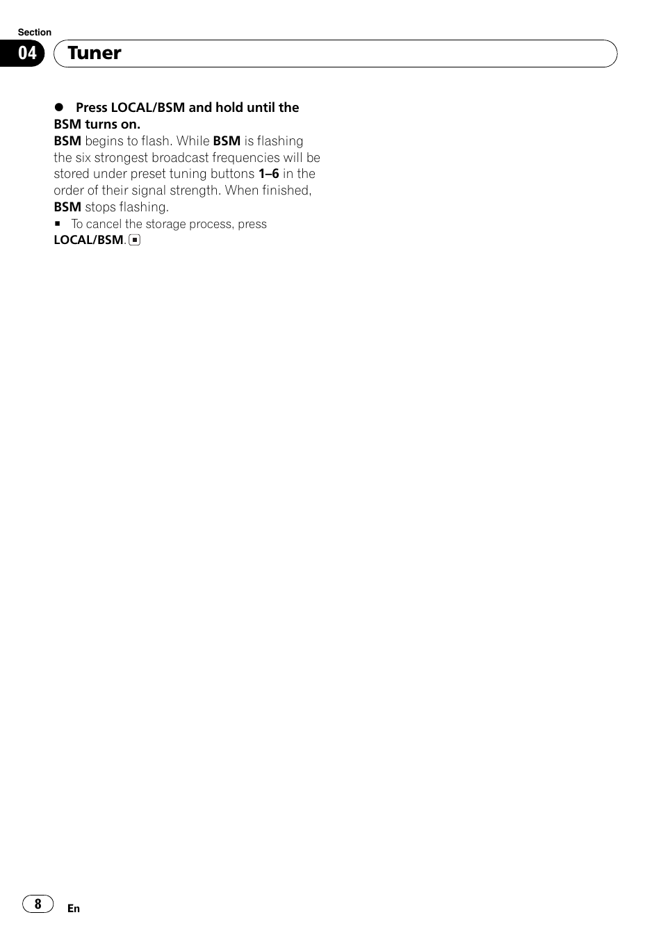 Tuner | Pioneer DEH-17 User Manual | Page 8 / 44