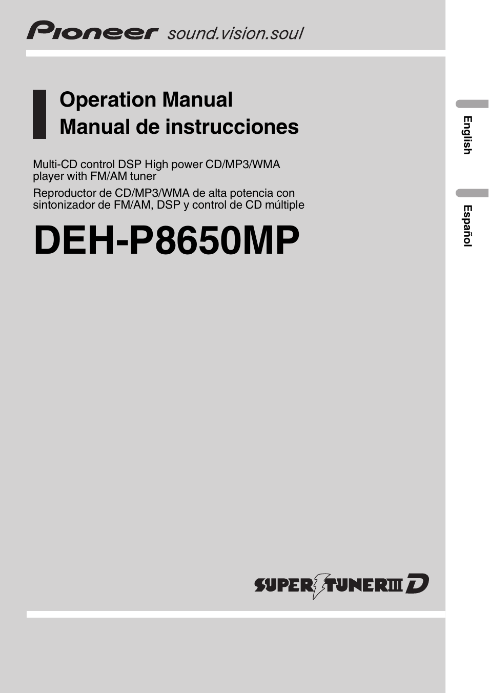 Pioneer SUPER TUNERIII DEH-P8650MP User Manual | 154 pages