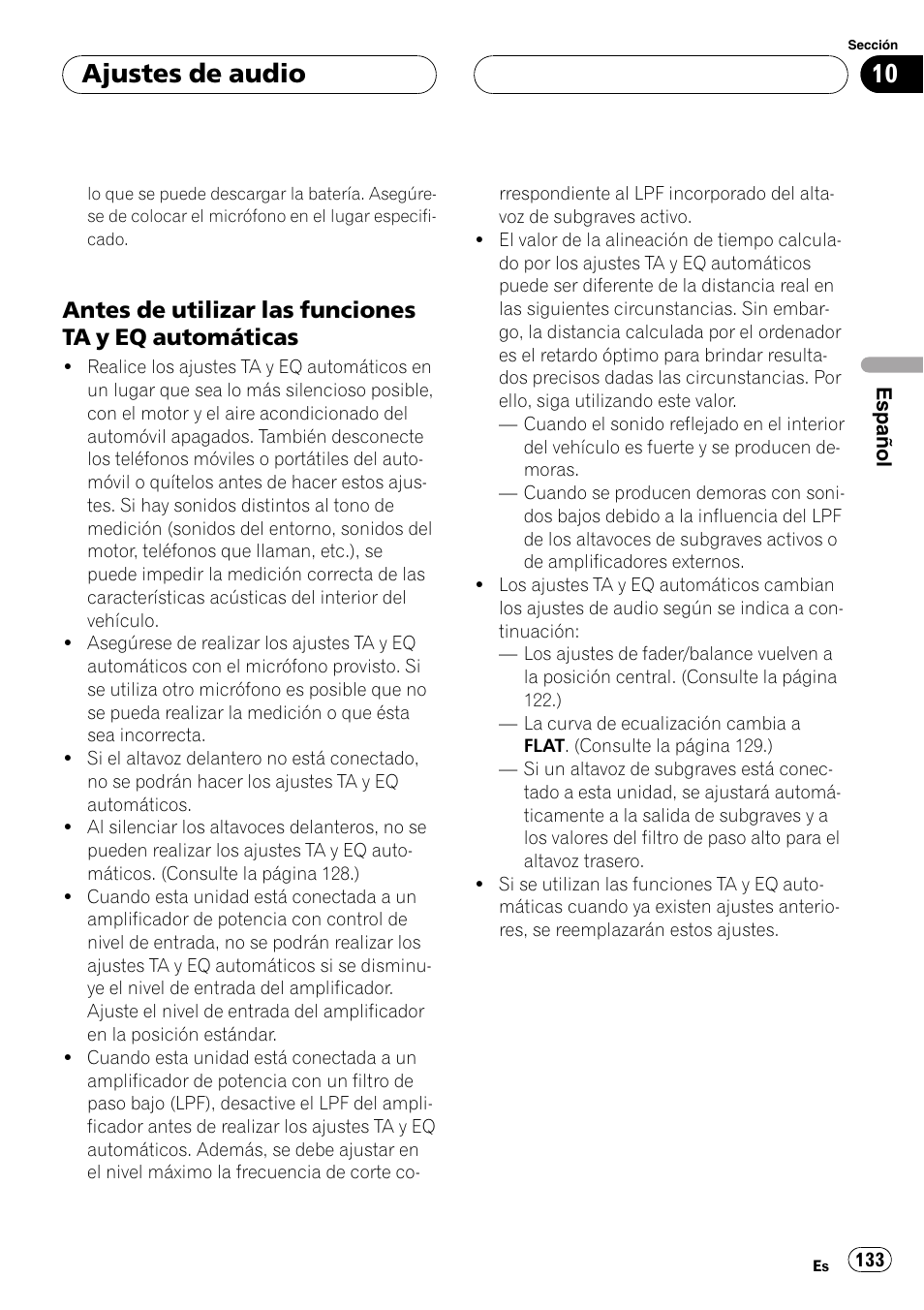 Antes de utilizar las funciones ta y eq, Automáticas 133, Ajustes de audio | Pioneer SUPER TUNERIII DEH-P8650MP User Manual | Page 133 / 154
