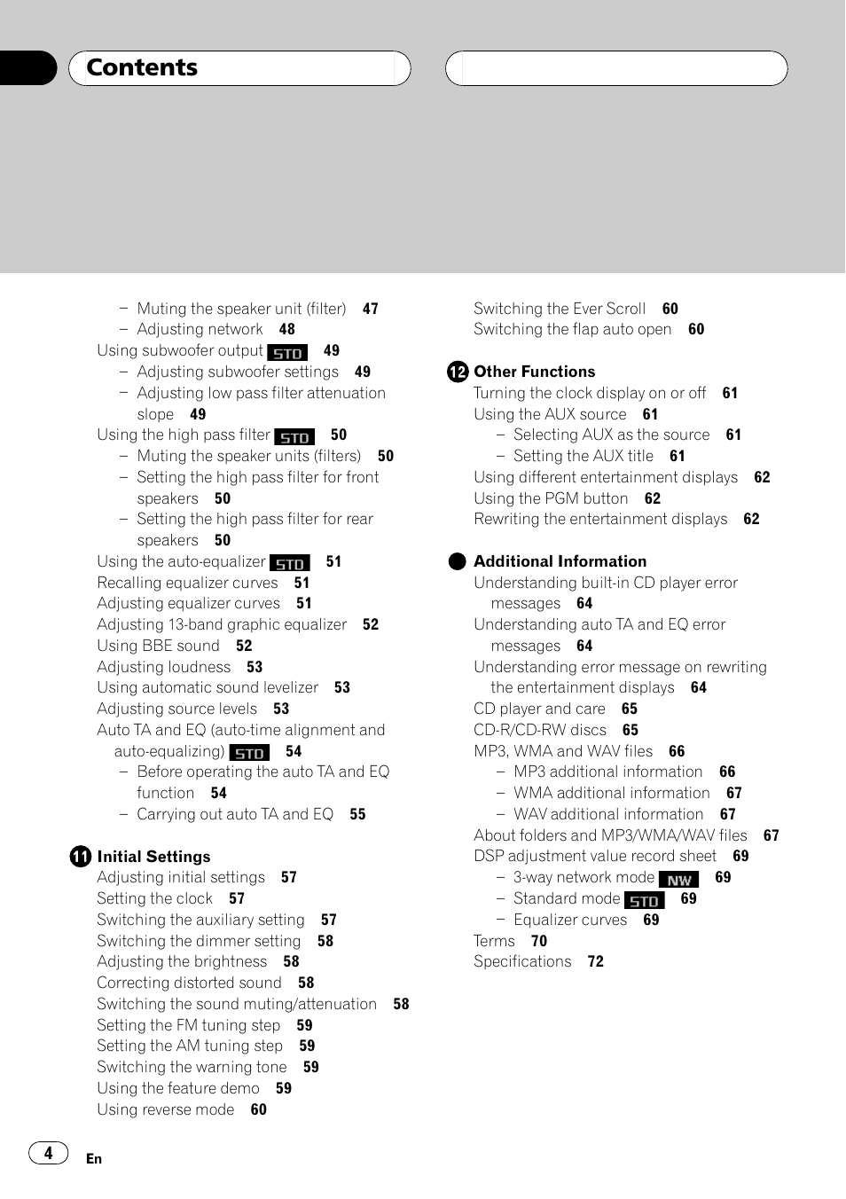 Pioneer SUPER TUNERIII DEH-P8650MP User Manual | Page 4 / 154