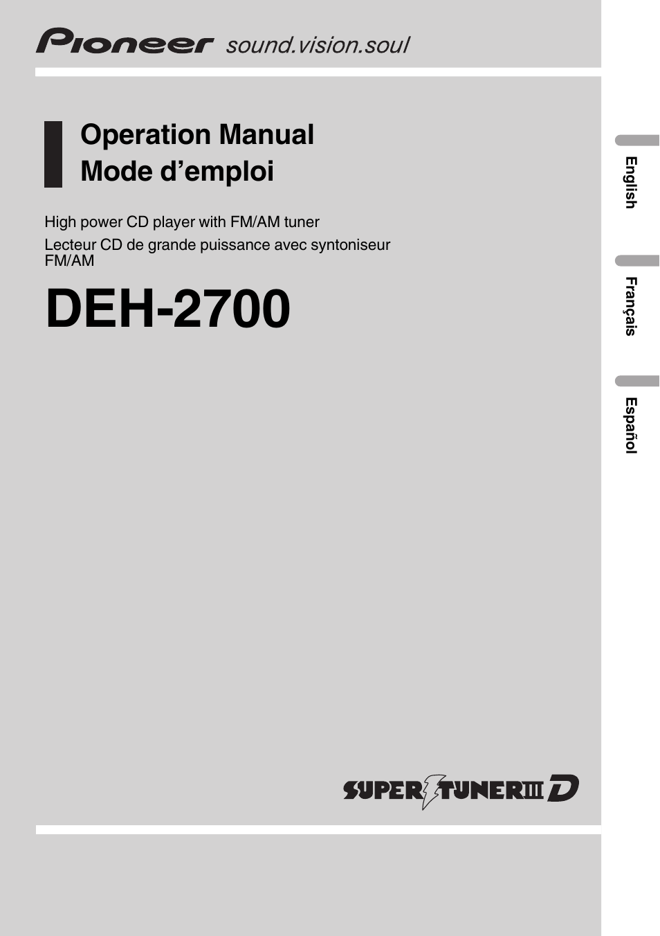 Pioneer DEH-2700 User Manual | 51 pages