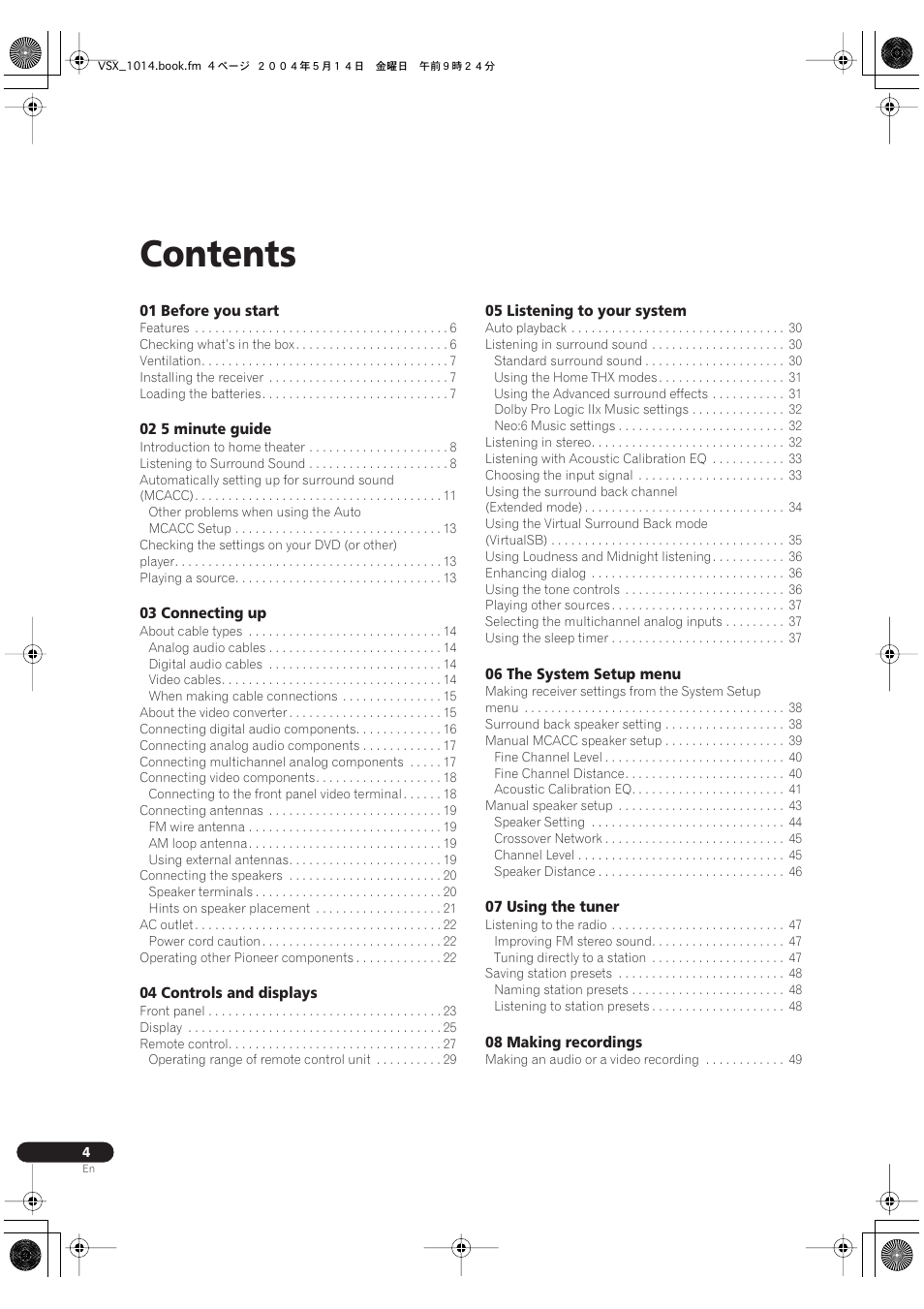 Pioneer VSX-1014TX User Manual | Page 4 / 75