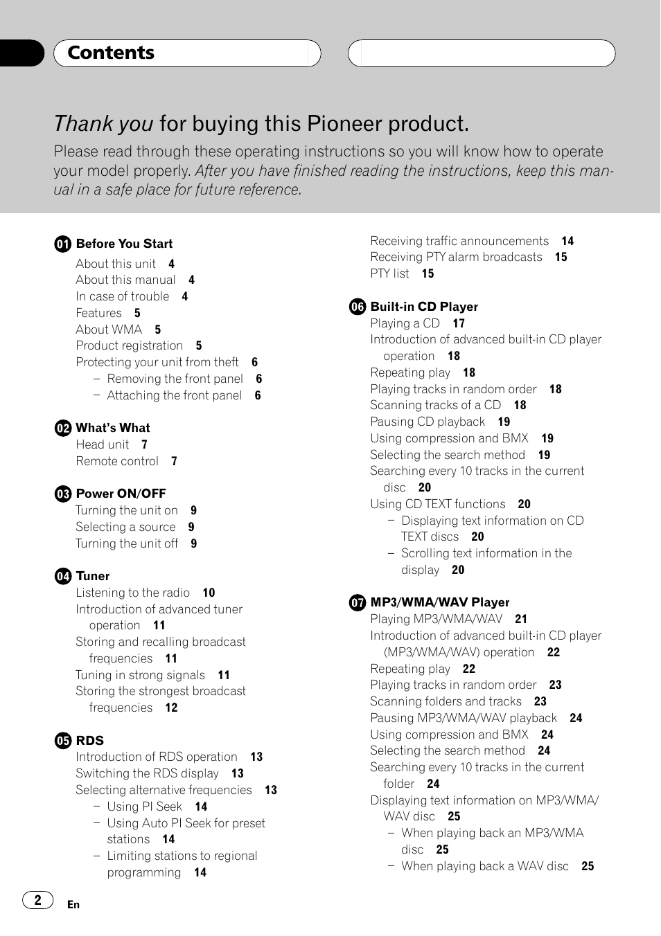 Pioneer DEH-30MP User Manual | Page 2 / 88