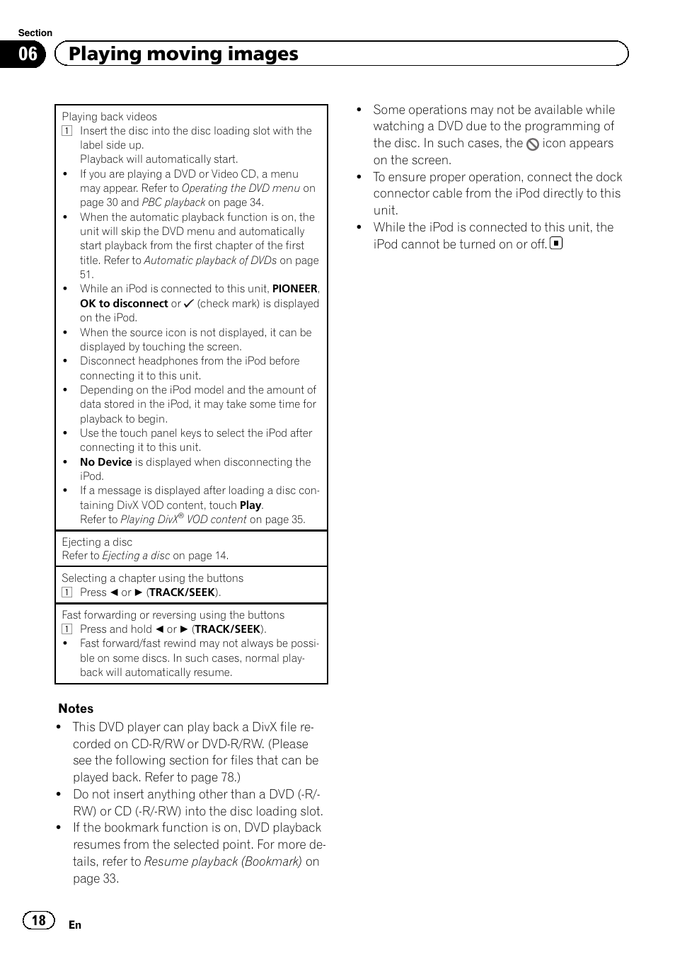 06 playing moving images | Pioneer AVH-P2300DVD User Manual | Page 18 / 88