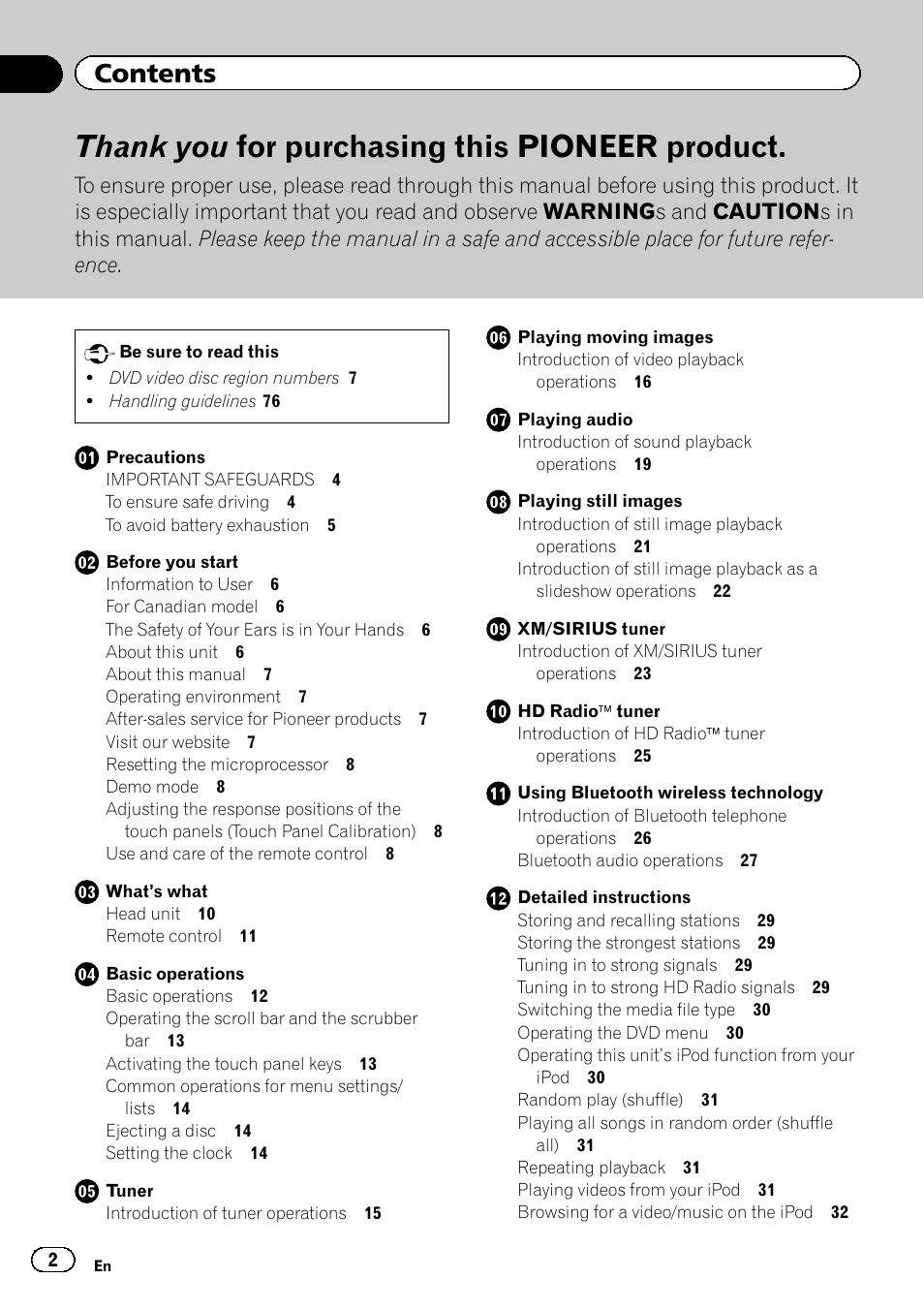 Pioneer AVH-P2300DVD User Manual | Page 2 / 88