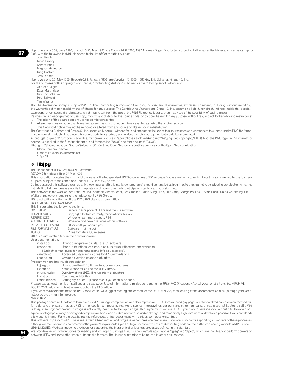 Libjpg | Pioneer BONUS VIEW BDP-51FD User Manual | Page 64 / 72