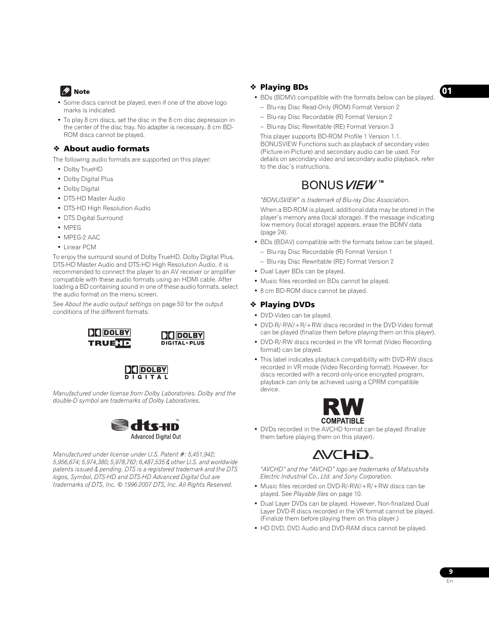 Pioneer BONUS VIEW BDP-51FD User Manual | Page 9 / 72