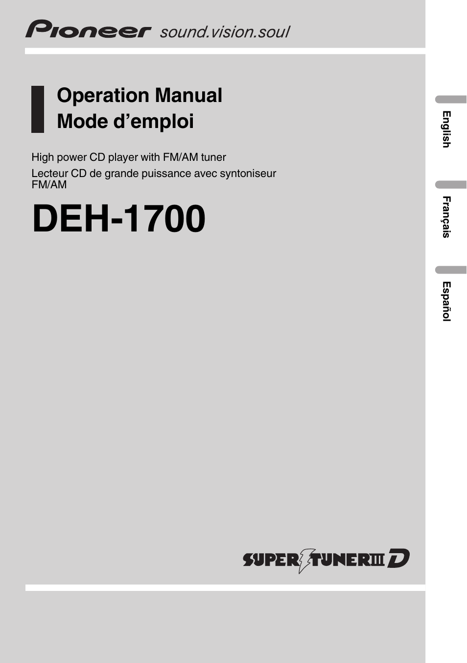 Pioneer DEH-1700 User Manual | 46 pages