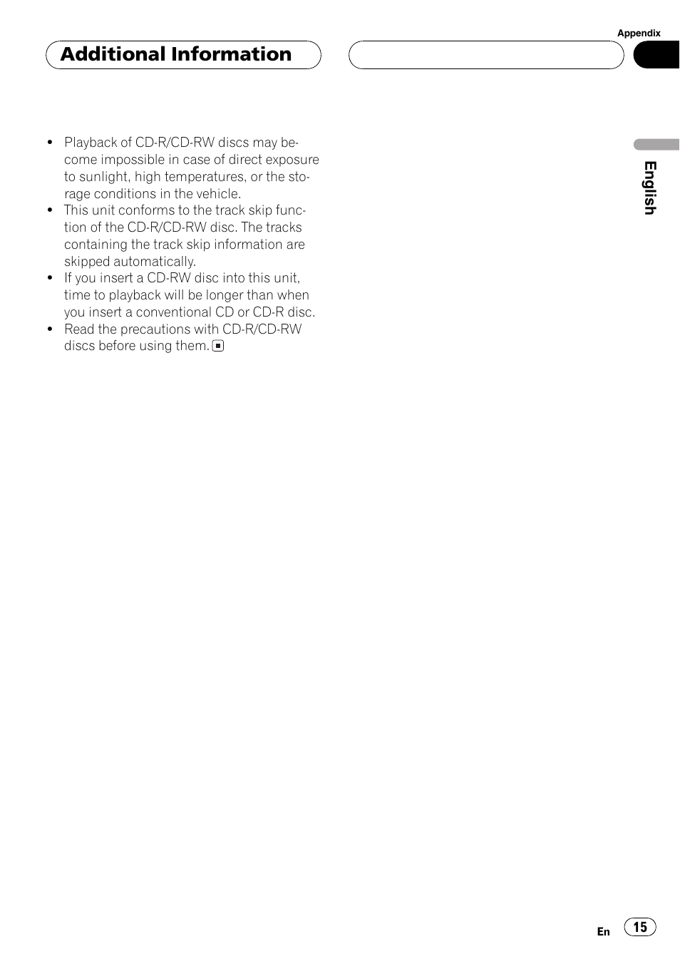 Additional information | Pioneer DEH-1700 User Manual | Page 15 / 46