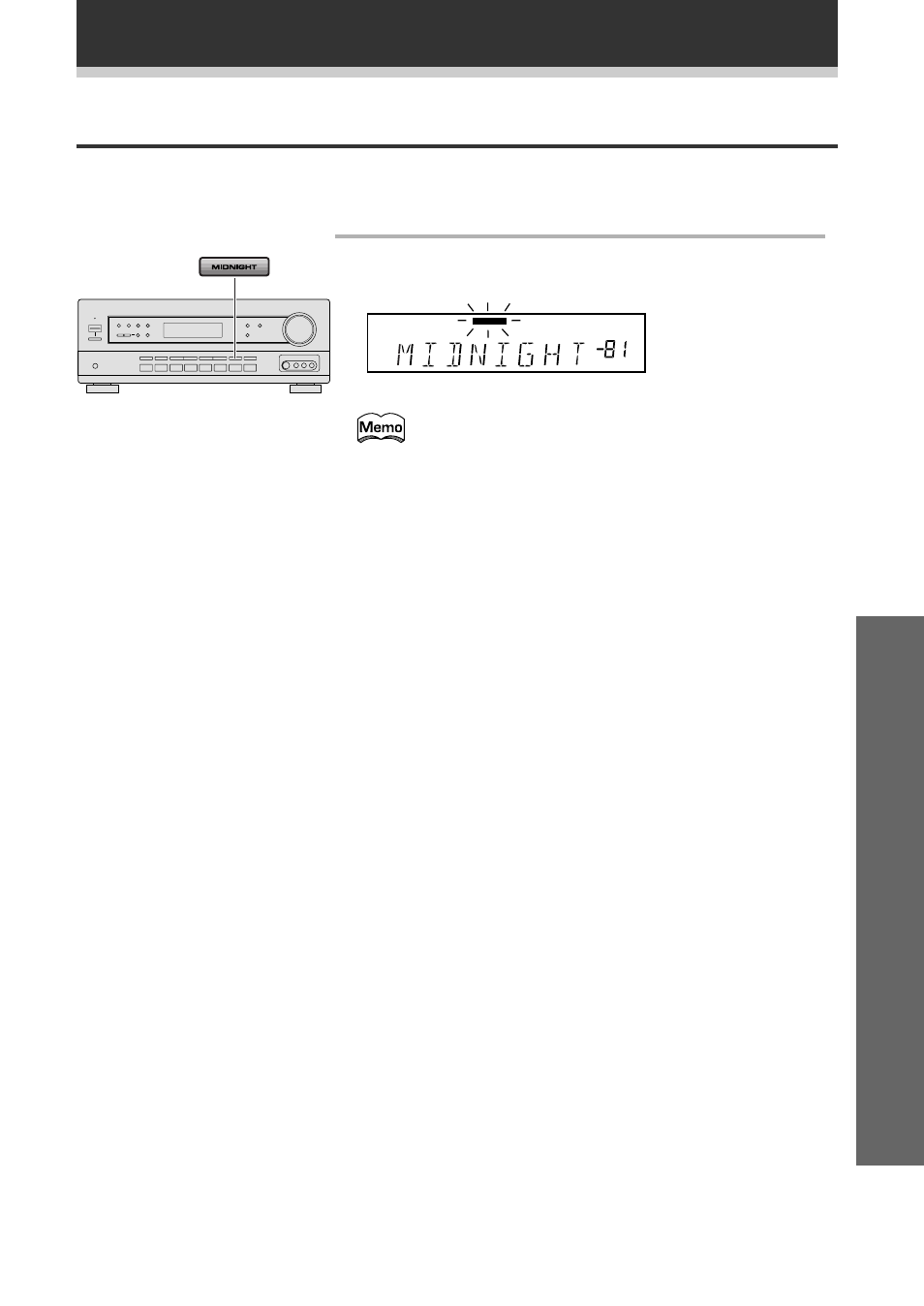 Using in midnight listening mode, Operation using in midnight listening mode, Press midnight | Pioneer VSX-709RDS User Manual | Page 41 / 68