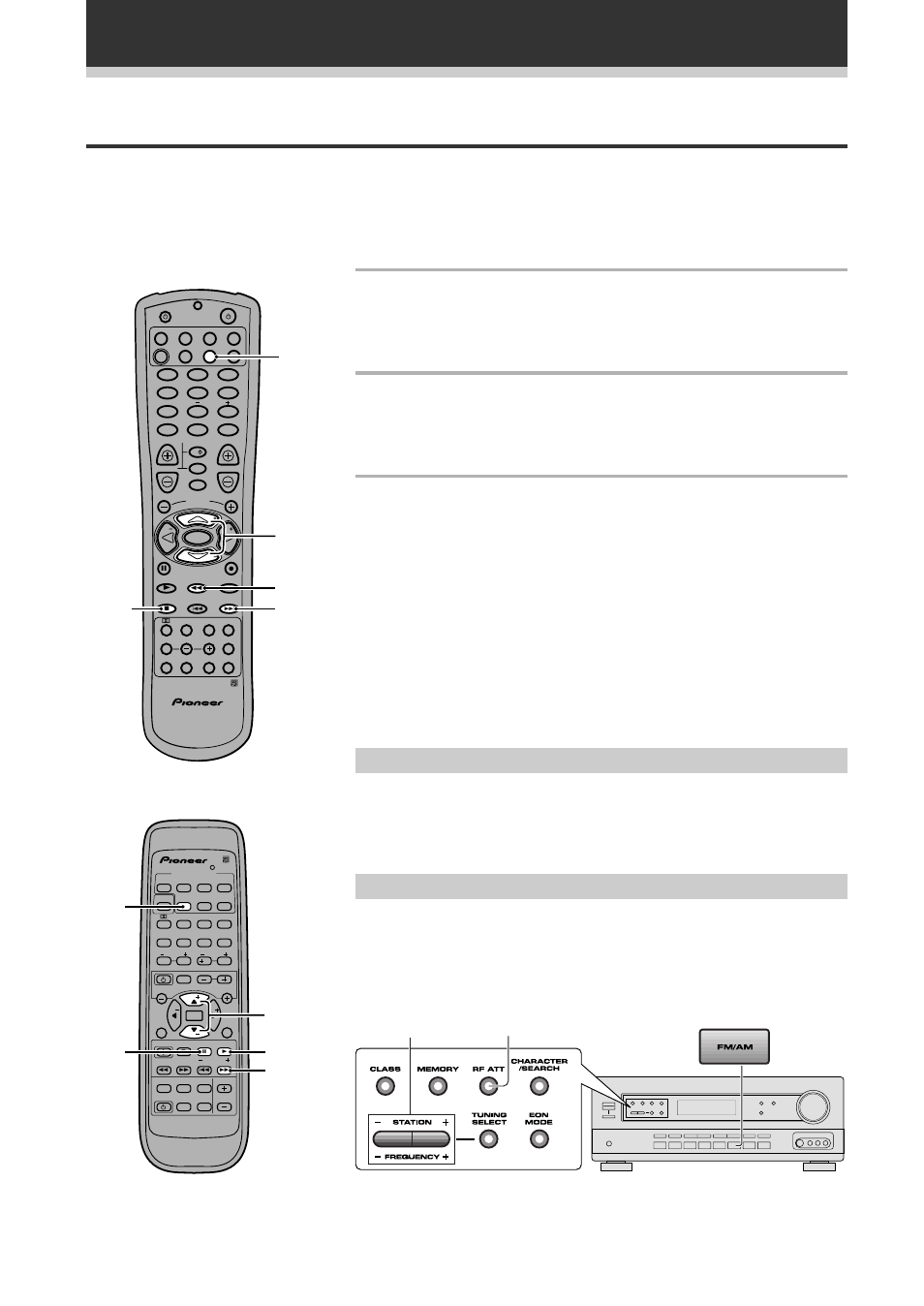 Using the tuner, Finding a station, 1 press the multi control tun (tuner) button | 3 tune to a station, Mpx mode, Rf att mode, Rf att, Rf att mpx, Or fq, Buttons. high speed tuning press and hold the fq | Pioneer VSX-709RDS User Manual | Page 42 / 68