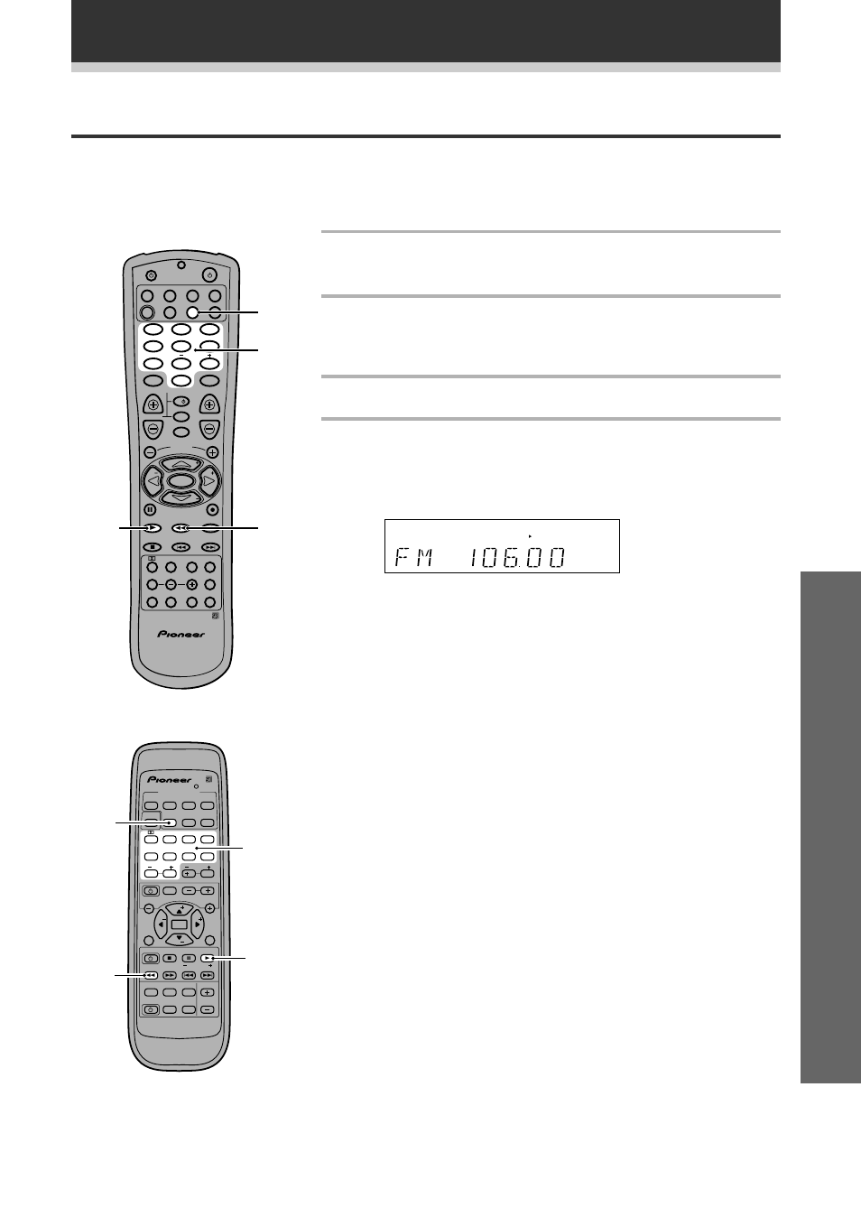 Tuning directly to a station, Operation tuning directly to a station, Using the tuner | Each press switches the band between fm and am | Pioneer VSX-709RDS User Manual | Page 43 / 68