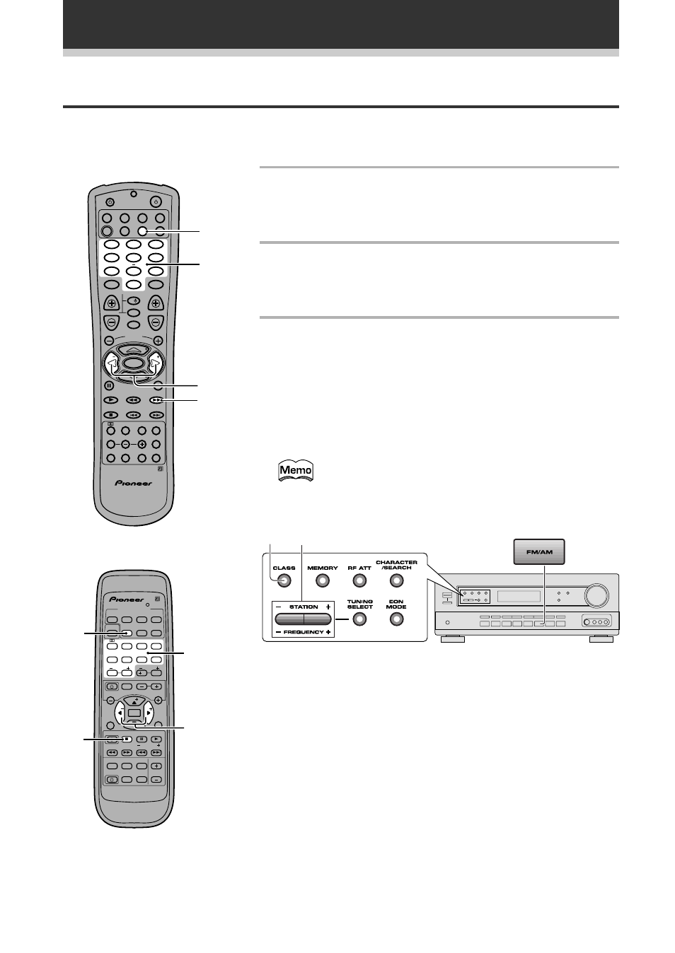 Recalling memorized stations, 1 press the multi control tun (tuner) button, Using the tuner | Pioneer VSX-709RDS User Manual | Page 46 / 68