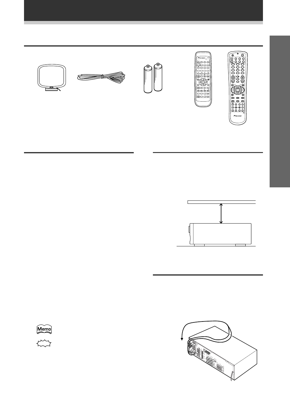 Introductory information, Set up, Using this manual | Checking the supplied accessories, When making cable connections, Installing the receiver, 20 cm, Operation, Receiver, Remote control am loop antenna fm wire antenna | Pioneer VSX-709RDS User Manual | Page 5 / 68