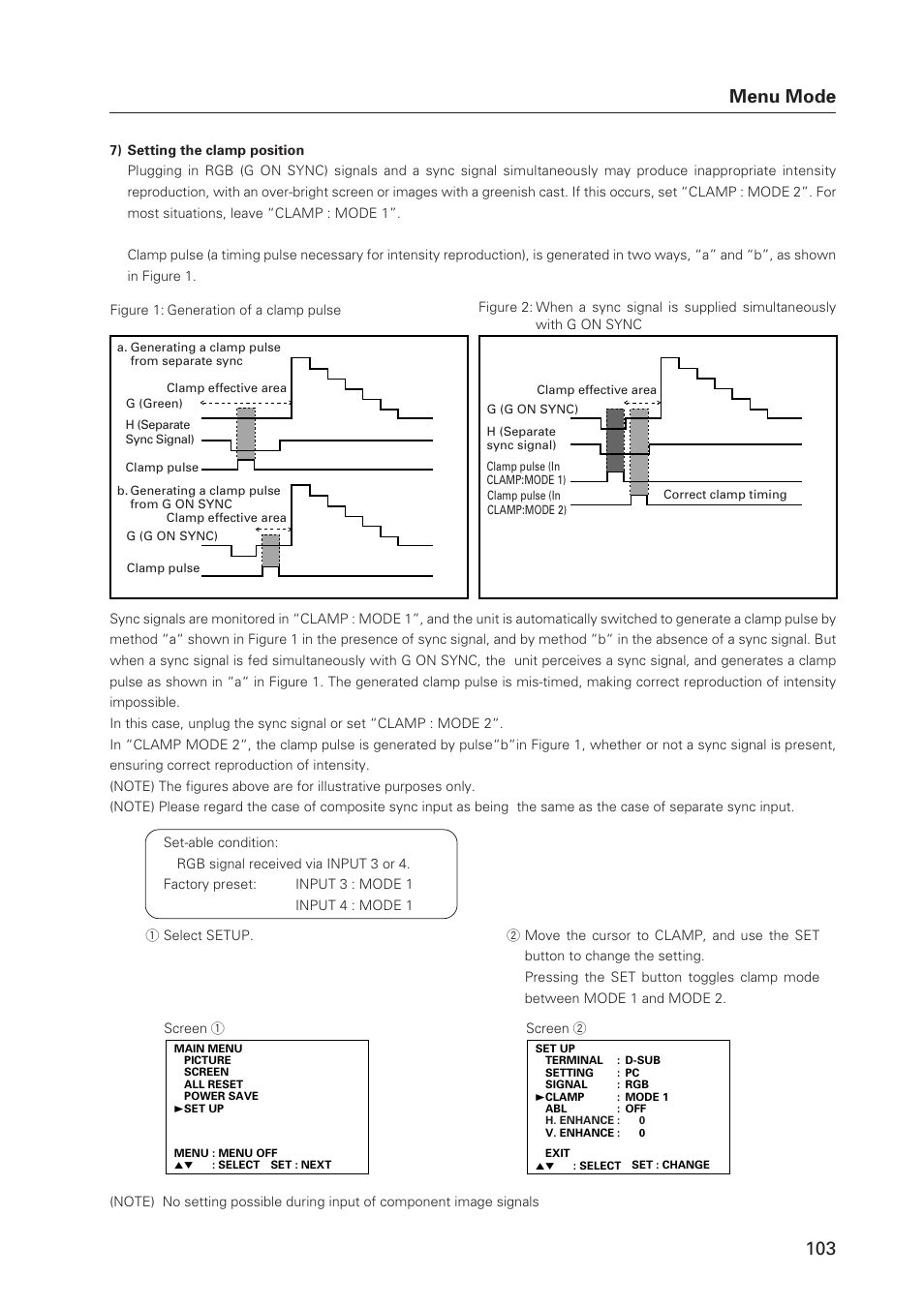 103 menu mode | Pioneer Plasma Display Monitor 502MX User Manual | Page 103 / 143