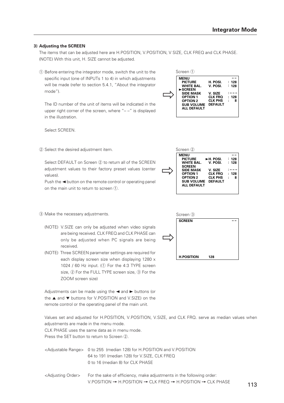 Integrator mode | Pioneer Plasma Display Monitor 502MX User Manual | Page 113 / 143