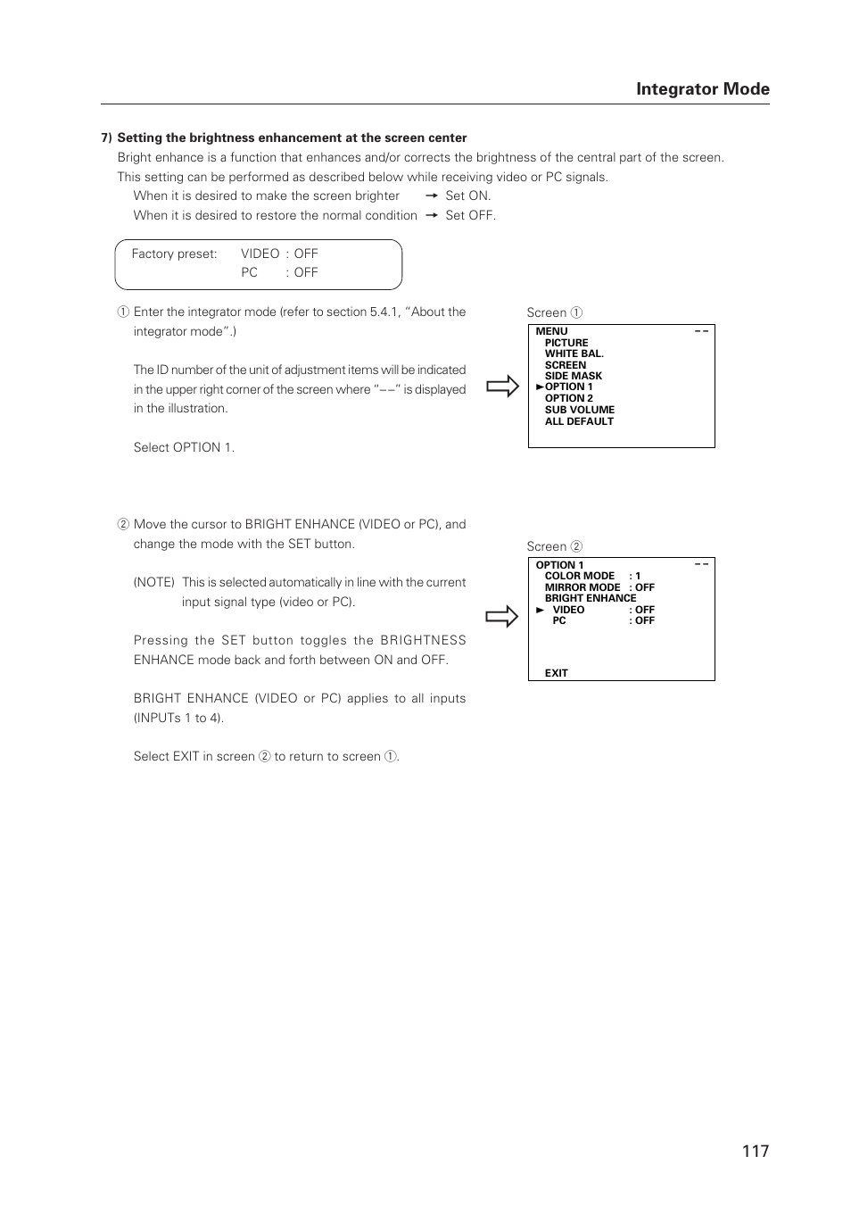 117 integrator mode | Pioneer Plasma Display Monitor 502MX User Manual | Page 117 / 143