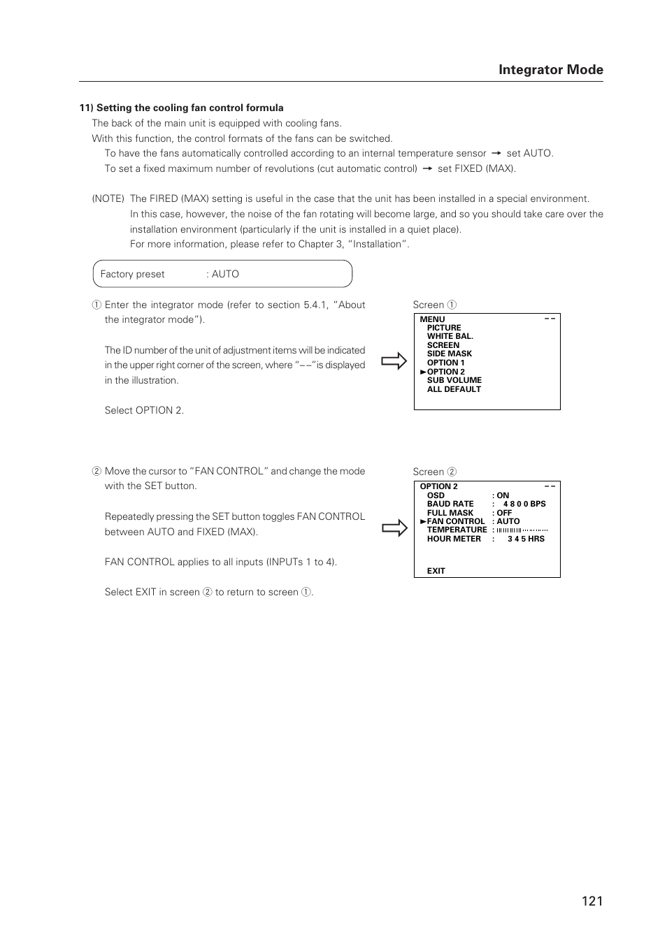 121 integrator mode | Pioneer Plasma Display Monitor 502MX User Manual | Page 121 / 143