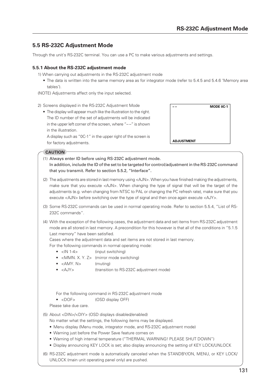 5 rs-232c adjustment mode | Pioneer Plasma Display Monitor 502MX User Manual | Page 131 / 143