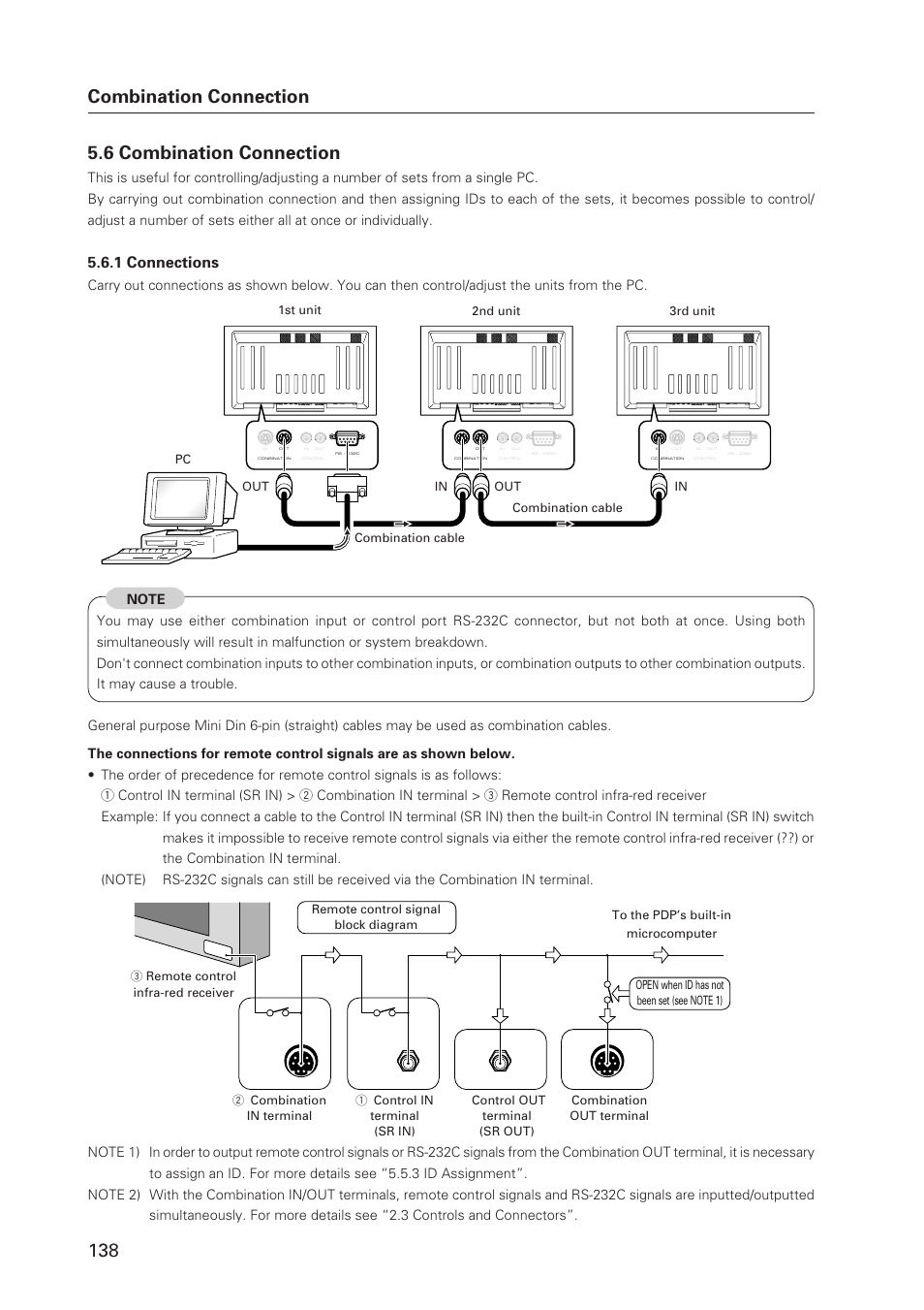 Combination connection 5.6 combination connection, 1 connections | Pioneer Plasma Display Monitor 502MX User Manual | Page 138 / 143