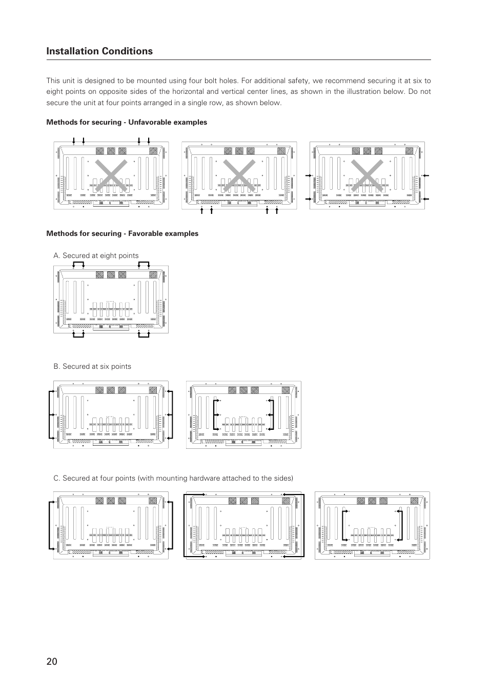 20 installation conditions | Pioneer Plasma Display Monitor 502MX User Manual | Page 20 / 143