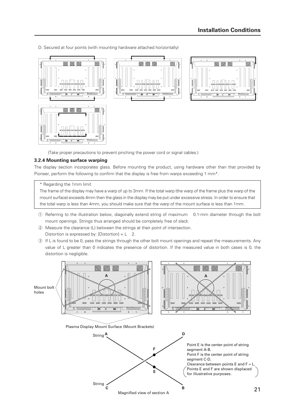 21 installation conditions | Pioneer Plasma Display Monitor 502MX User Manual | Page 21 / 143