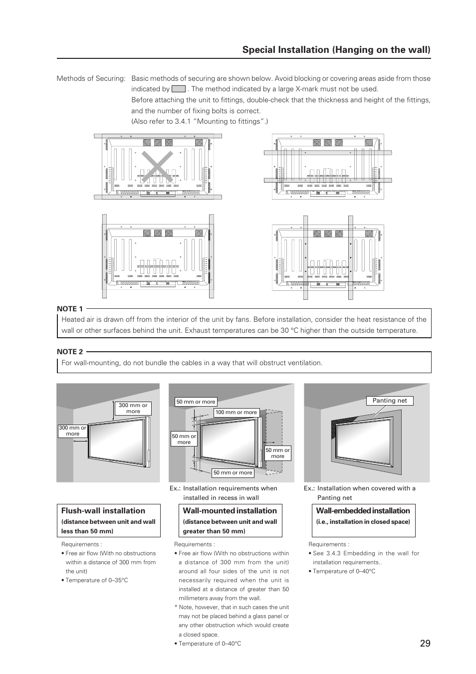 29 special installation (hanging on the wall) | Pioneer Plasma Display Monitor 502MX User Manual | Page 29 / 143