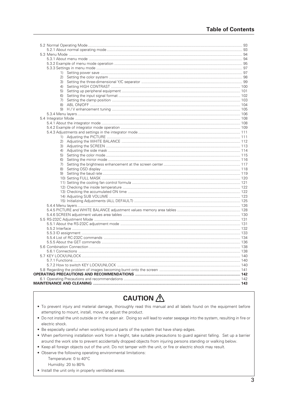Pioneer Plasma Display Monitor 502MX User Manual | Page 3 / 143