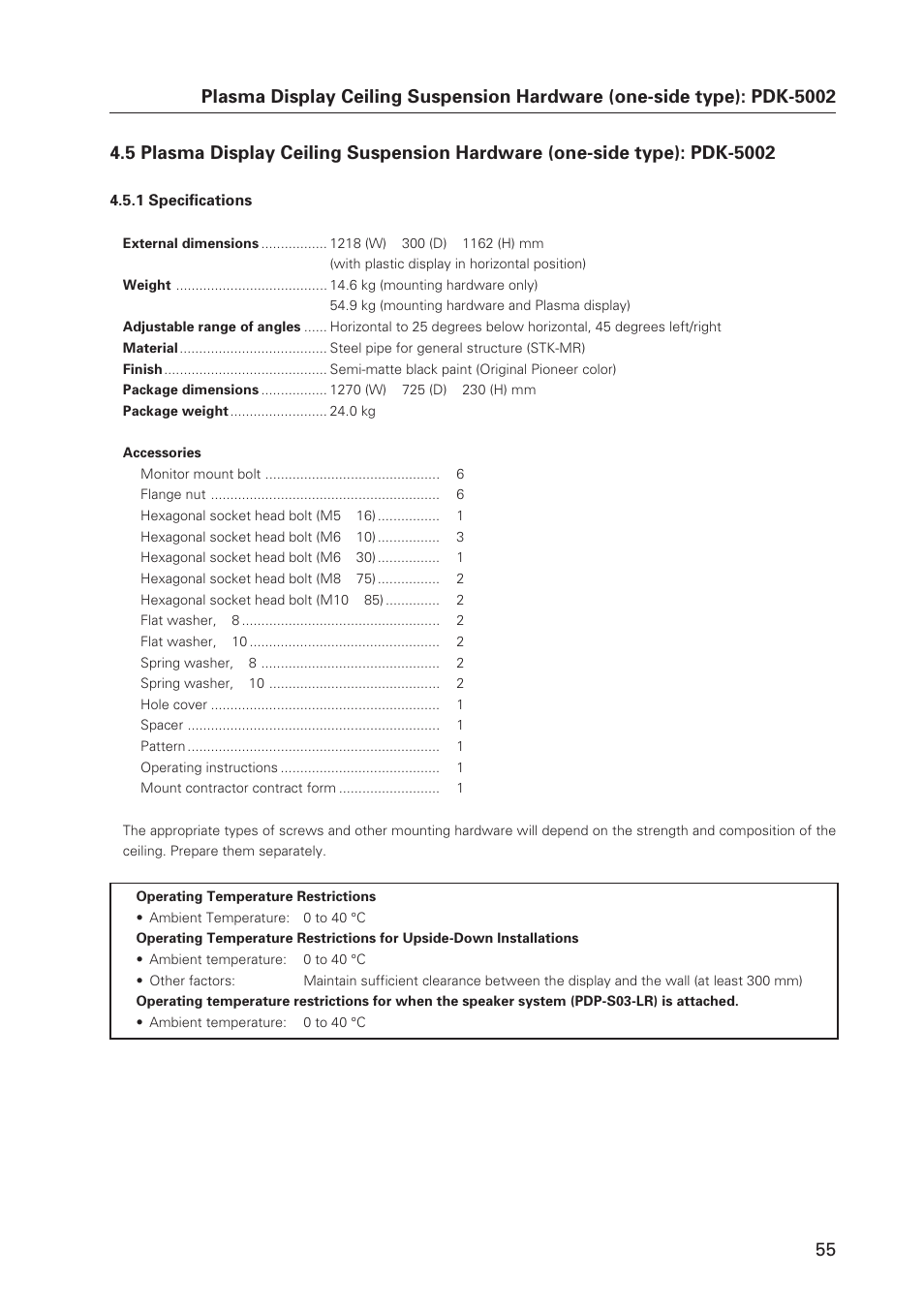 Pioneer Plasma Display Monitor 502MX User Manual | Page 55 / 143
