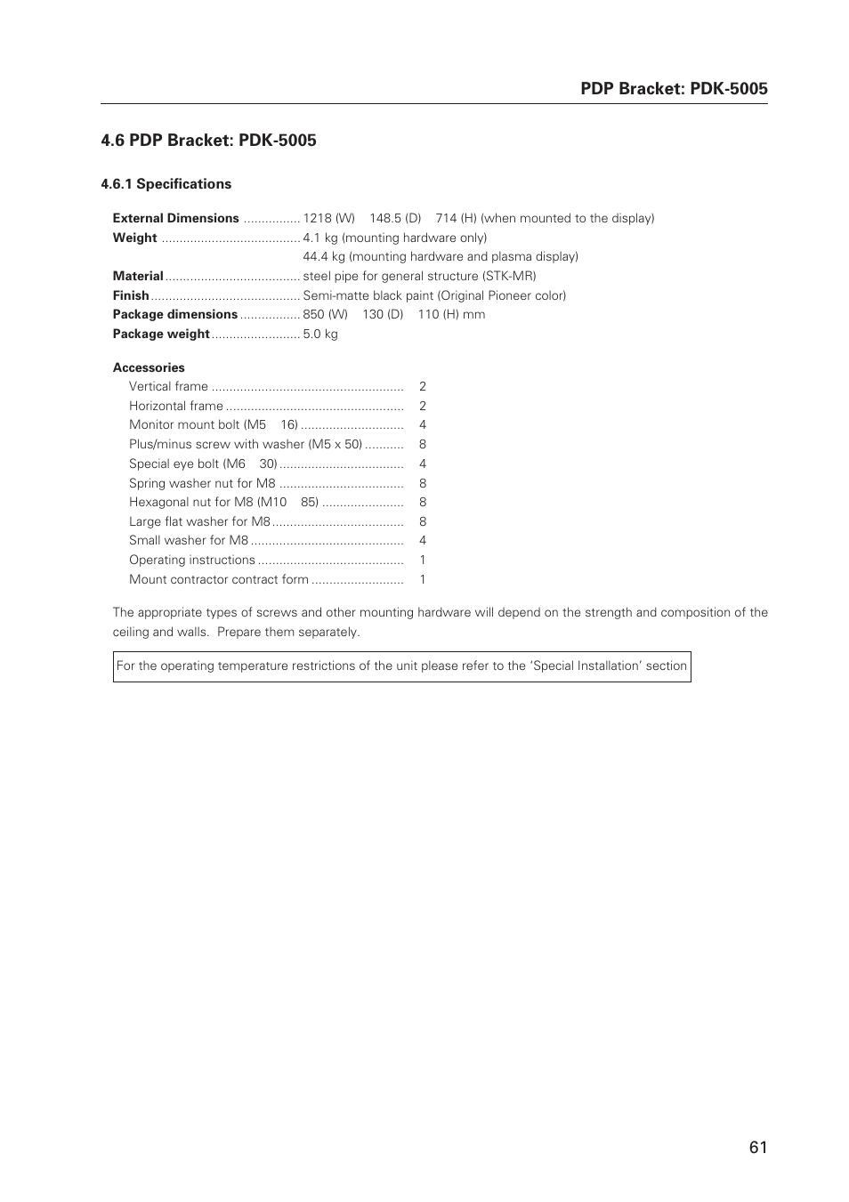 Pioneer Plasma Display Monitor 502MX User Manual | Page 61 / 143