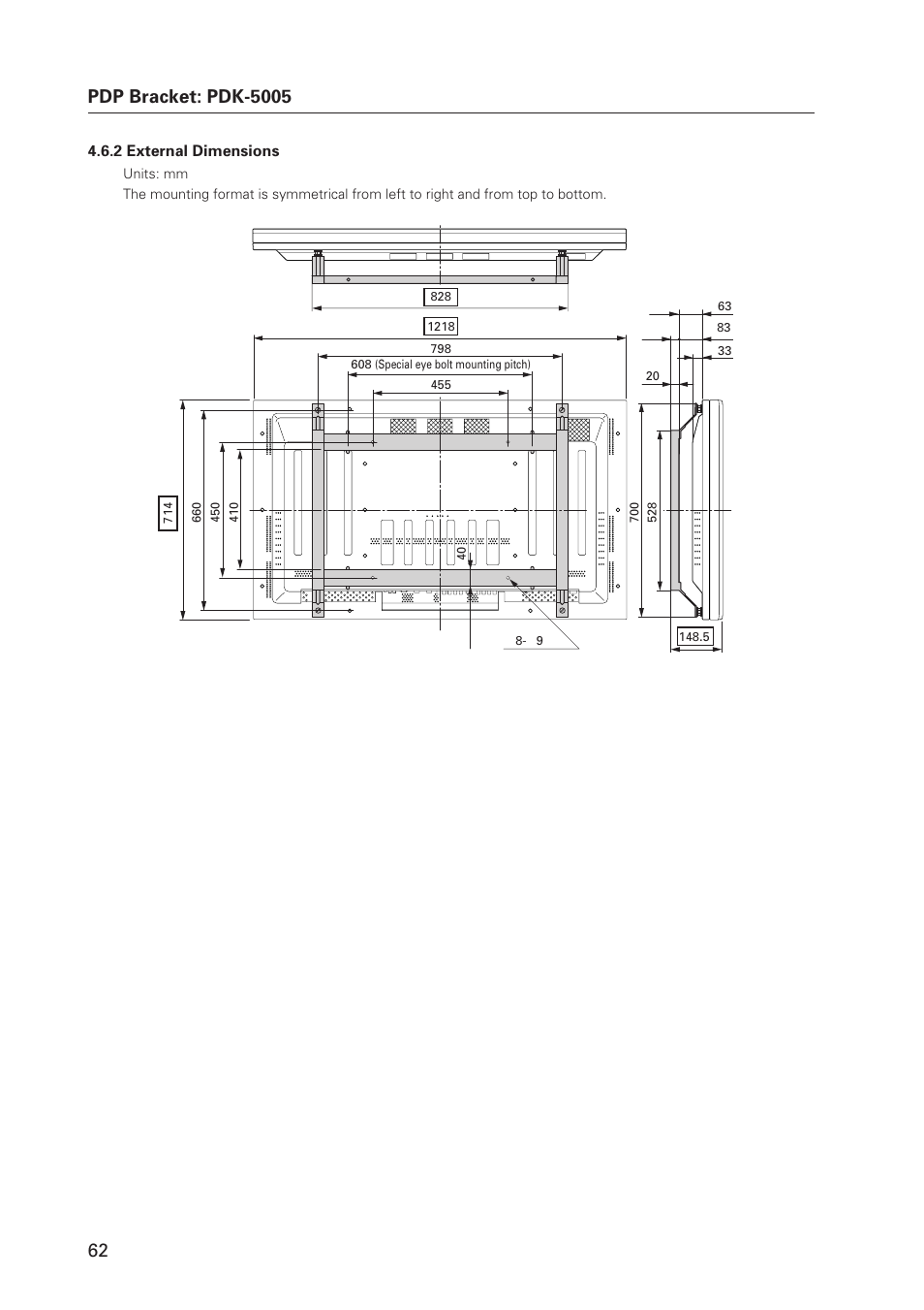 Pdp bracket: pdk-5005 | Pioneer Plasma Display Monitor 502MX User Manual | Page 62 / 143