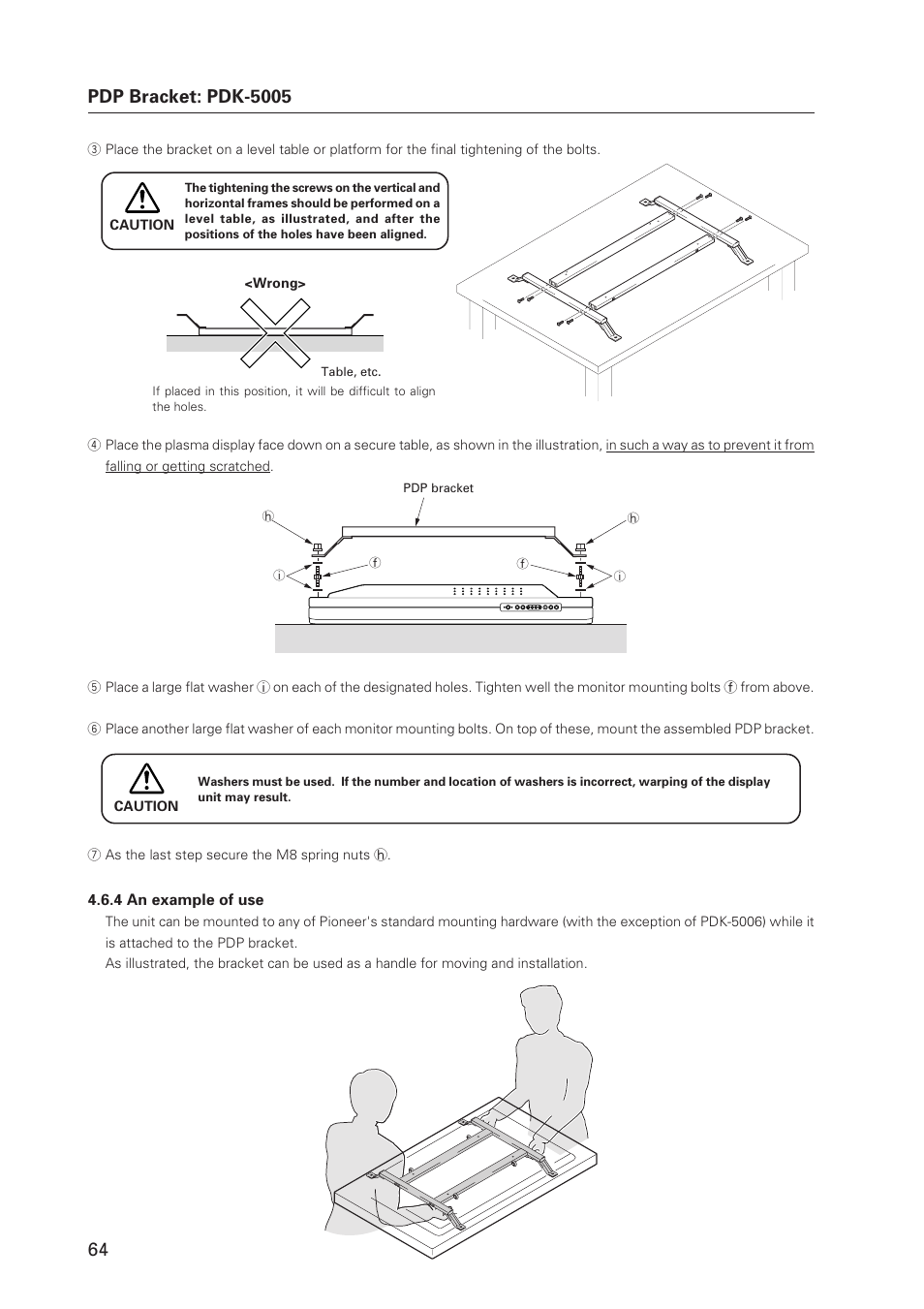 Pdp bracket: pdk-5005 | Pioneer Plasma Display Monitor 502MX User Manual | Page 64 / 143