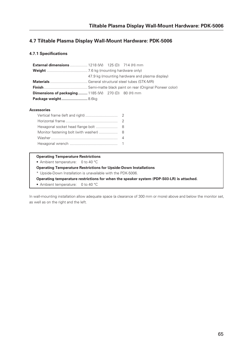 Pioneer Plasma Display Monitor 502MX User Manual | Page 65 / 143