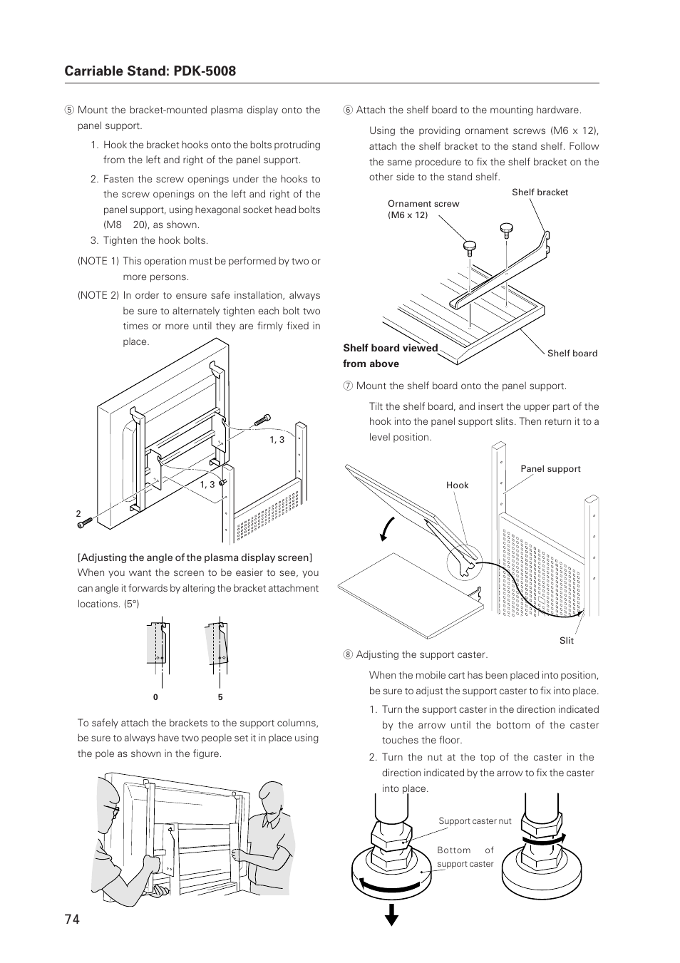 Carriable stand: pdk-5008 | Pioneer Plasma Display Monitor 502MX User Manual | Page 74 / 143