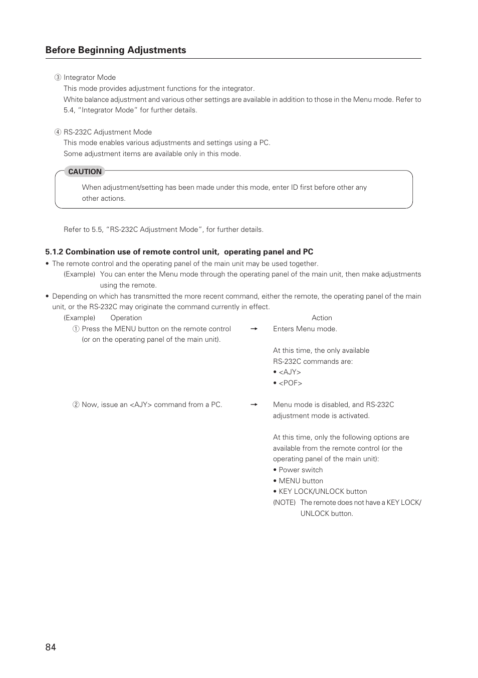 84 before beginning adjustments | Pioneer Plasma Display Monitor 502MX User Manual | Page 84 / 143