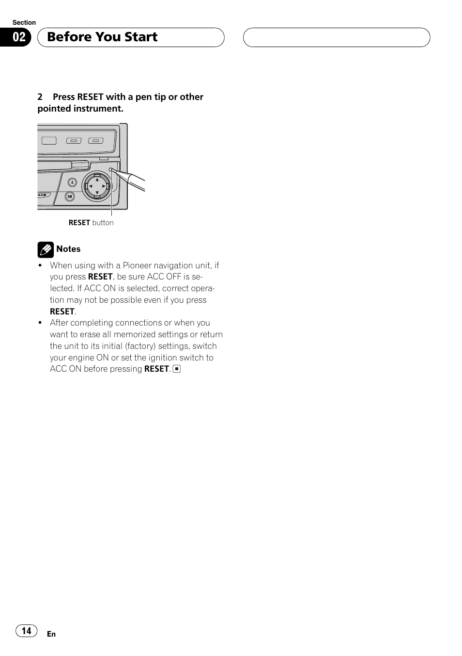 Before you start | Pioneer AV Receiver/DVD Payer with 6.5 inch Wide Display AVH-P5700DVD User Manual | Page 14 / 114