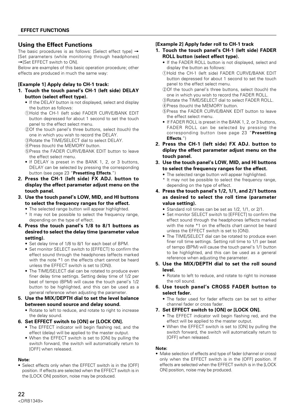 Using the effect functions | Pioneer DJm-909 User Manual | Page 22 / 28
