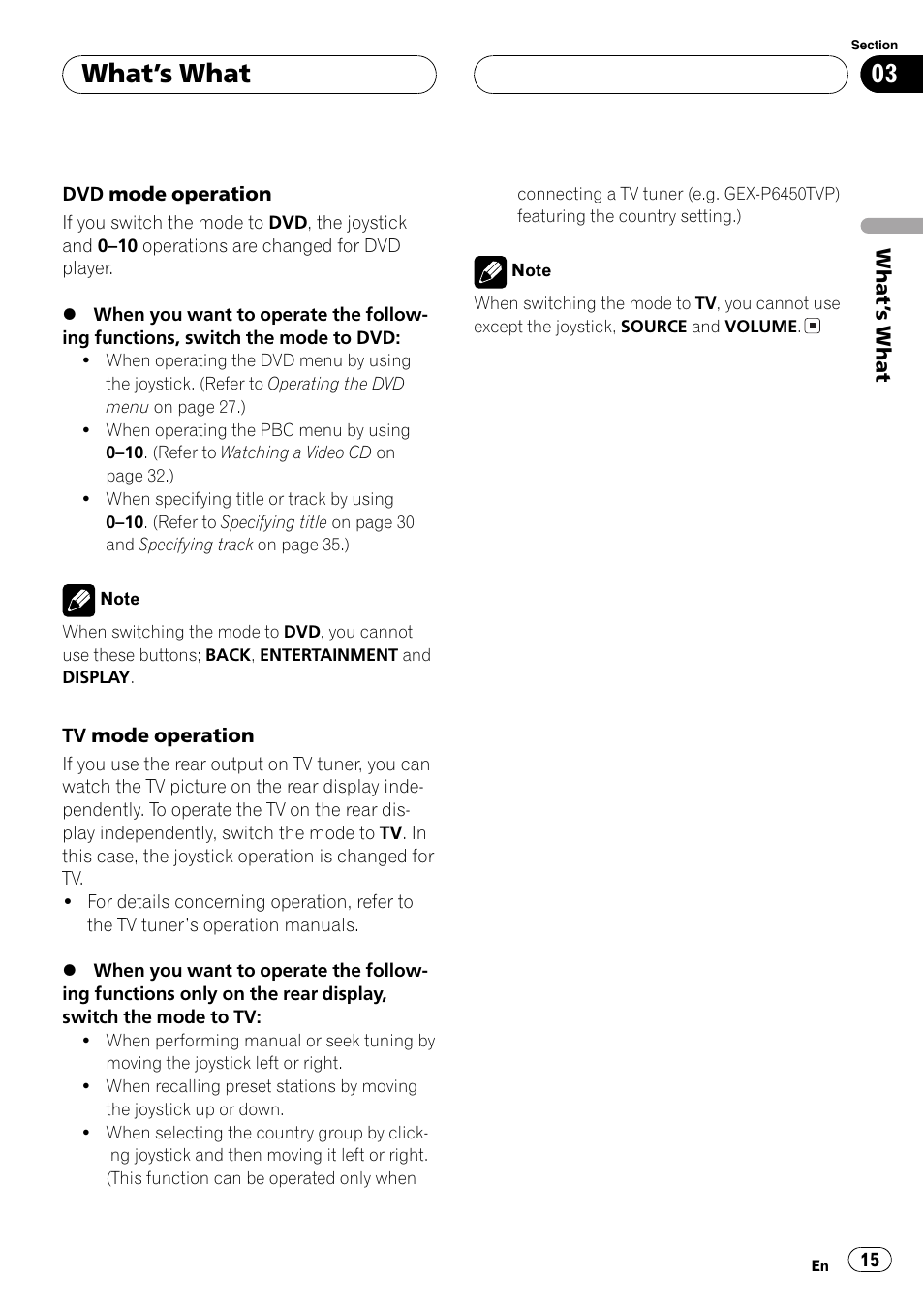 Whats what | Pioneer Super Tuner III D AVH-P6550DVD User Manual | Page 15 / 96