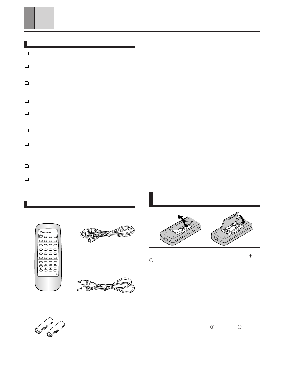 Before you use the player, Here’s what you can do, Confirm supplied accessories | Put batteries into the remote control unit, Compatible with recordable cds, Disc detection function, Energy-saving design | Pioneer PD-F1039 User Manual | Page 4 / 28