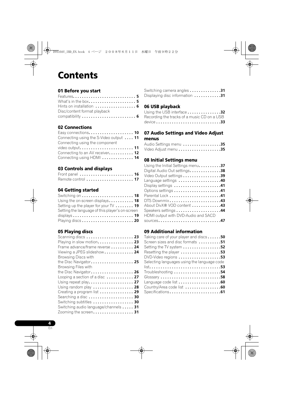 Pioneer DV-610AV-K User Manual | Page 4 / 62