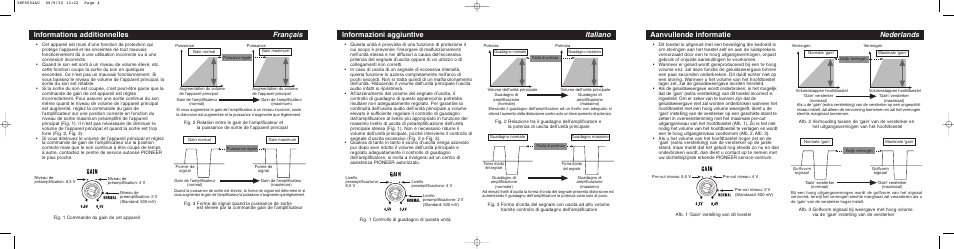 Informations additionnelles français, Informazioni aggiuntive italiano, Aanvullende informatie nederlands | Pioneer GM-7300M User Manual | Page 2 / 4