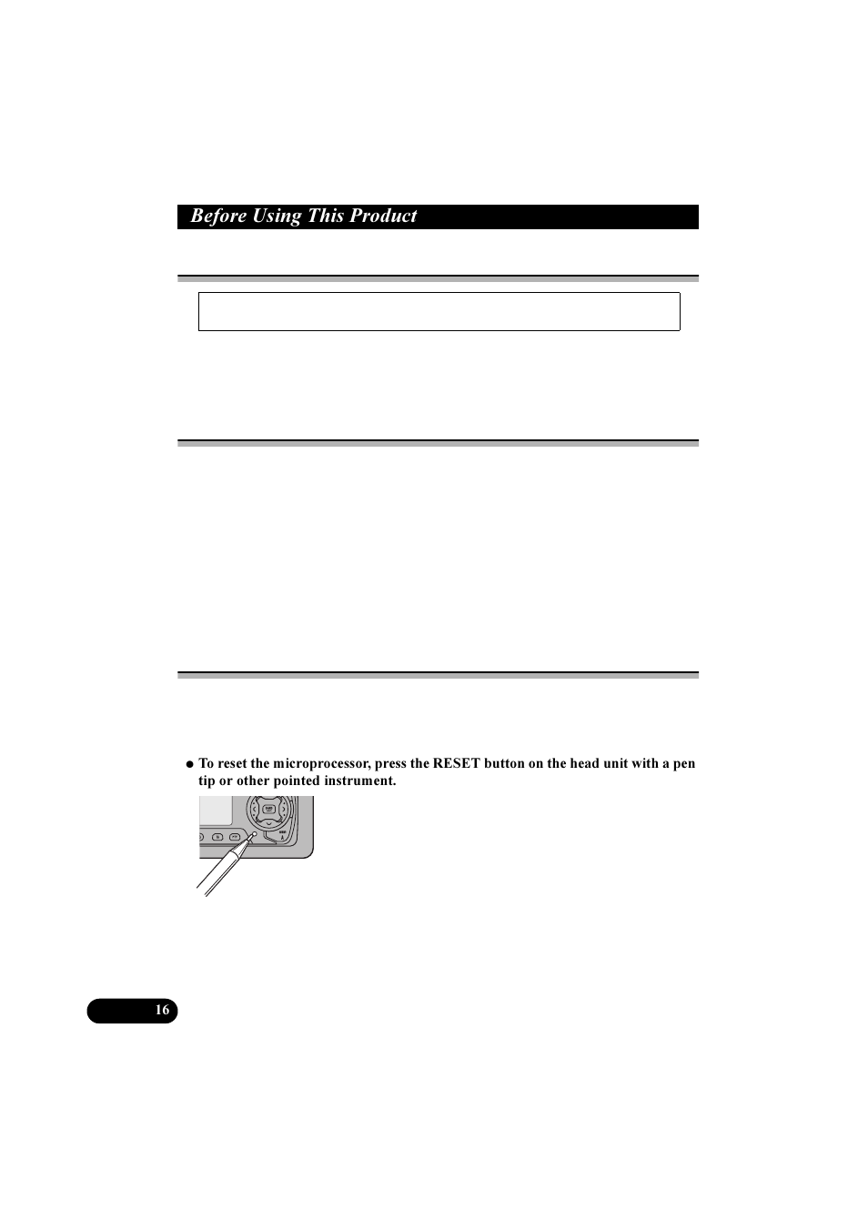 Hiruh 8vlqj 7klv 3urgxfw, About this product, About this manual | Resetting the microprocessor | Pioneer DEH-P8100R User Manual | Page 16 / 82